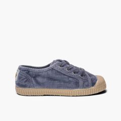 Sneakers basket velluto a coste morbido puntale gomma Blu