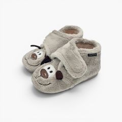 Pantofole a stivaletto cagnolino bambini Taupe