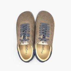 Sneakers barefoot effetto camoscio lacci contrasto Taupe