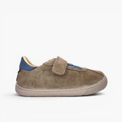 Sneakers barefoot camoscio chiusura combinata Taupe