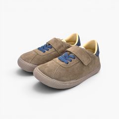 Sneakers barefoot effetto camoscio chiusura combinata Taupe