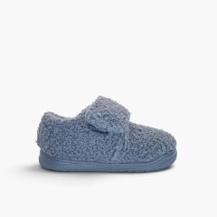 Pantofole bambini fascia a strappo effetto montone Azzurro