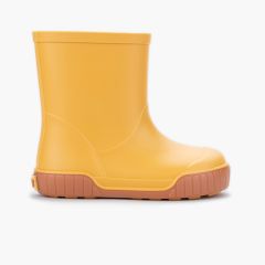 Stivali da pioggia barefoot suola color caramello Giallo