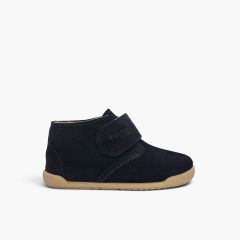 Polacchine barefoot pelle scamosciata chiusura a strappo Blu