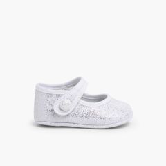Scarpine con Cinturino Lino chiusura a strappo Bianco
