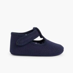 Scarpine neonato tela chiusura a strappo  Blu