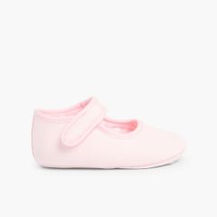 Scarpine neonato in tela con chiusura a strappo Rosa