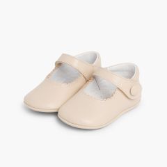 Scarpe/Scarpine Bambina Neonata Pelle chiusura a strappo Beige