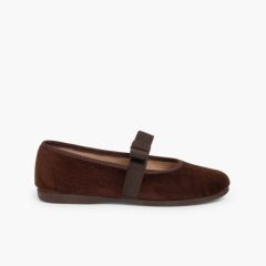 Ballerine velluto fiocco elastico Marrone