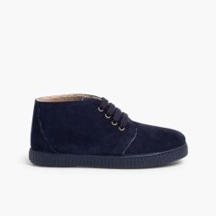 Scarpe in Pelliccia con Lacci  Blu