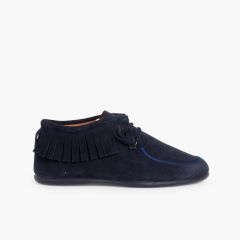 Stivaletti indianini con frange per bambini e donna  Blu