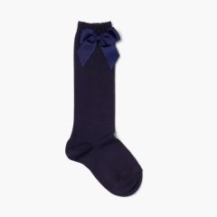 Calzini alti Condor cotone con fiocco  Blu
