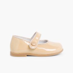 Scarpe Bambina Vernice chiusura a strappo Cammello