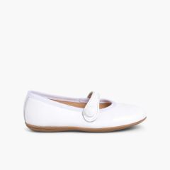 Scarpine Bambina Pelle Comunione Bianco