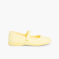 Scarpe Bambina Tela chiusura a strappo fino Giallo limone