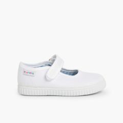 Scarpe Bambina chiusura a strappo Suola Tipo Sneakers Bianco