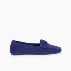 Mocassini Scamosciati Mascherina Bambini Blu di Persia