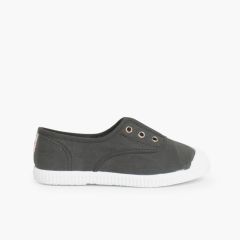 Scarpe Tela Punta Gomma Senza Lacci Antracite