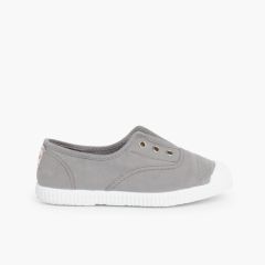 Scarpe Tela Punta Gomma Senza Lacci Grigio