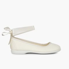 Ballerine cristallo bracciale e nastri in raso Ecru