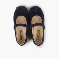 Ballerine con chiusura a strappo e fiocco tipo scarpe con cinturino Blu