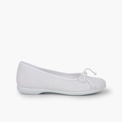 Ballerine Bambina Lino Comunione  Bianco