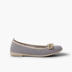 Ballerina bimba e donna con fiocco in pizzo Grigio
