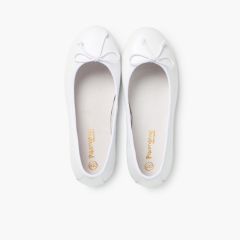 Ballerine Bambina Pelle Comunione Bianco