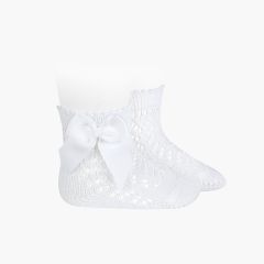 Calzini corti Perle con fiocco Bianco