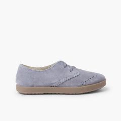 Scarpe blucher scamosciate impuntura punta Azzurro