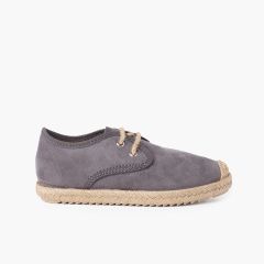 Blucher Effetto Scamosciato Punta e Lacci in Iuta Grigio