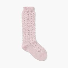 Calzini Alti Perlé Traforati Rosa