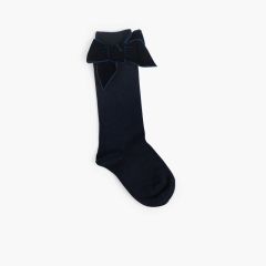 Calzini bambini con fiocco velluto  Blu