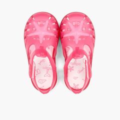 Sandali ragnetto chiusura a strappo con stella marina Fucsia