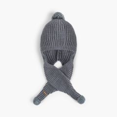 Berretto con sciarpa e pompon Grigio