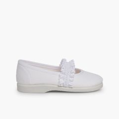 Scarpe con cinturino Bambina Fascia Elastica Pizzo  Bianco