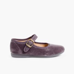 Scarpe bambina Velluto Fibbia Grigio