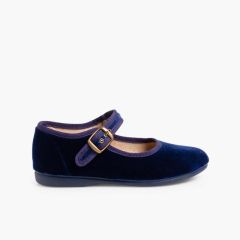Scarpe bambina Velluto Fibbia Blu