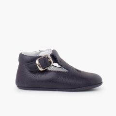 Scarpe per neonato in pelle con dettaglio traforato Blu