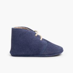 Scarponcini Polacchini neonato fodera interna pelo  Blu jeans