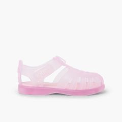 Sandali ragnetti basici con chiusura a strappo tobby Rosa