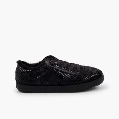 Sneakers animal print serpente interno pelo Nero