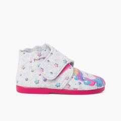 Ciabatte in feltro con chiusura adesiva Unicorno Multicolore