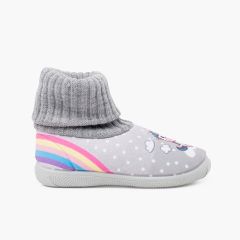  Pantofole con collo a calzino in lana di unicorno Grigio