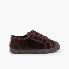 Scarpe velluto con lacci Marrone
