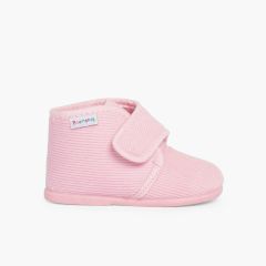 Pantofole Casa Stivaletto Velluto a coste Rosa