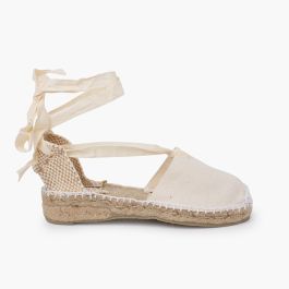 Espadrillas con Lacci per bambine tinta unita Ecru