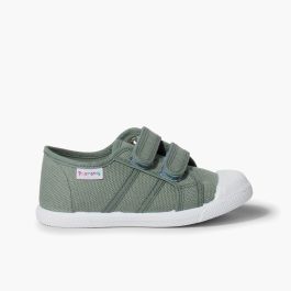 Scarpe Bambini tela chiusura a strappo Verde Felce