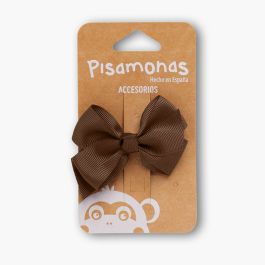 Fermaglio per capelli bambine fiocco medio Marrone