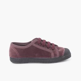 Scarpe velluto con lacci Rosa